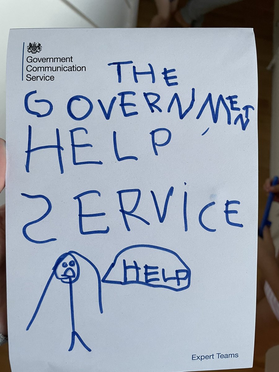 I’m not sure if she thinks that I receive or give help, but my 4 year old’s idea of where I work does feel somewhat accurate 😄 <a href="/UKgovcomms/">Government Communication Service</a>
