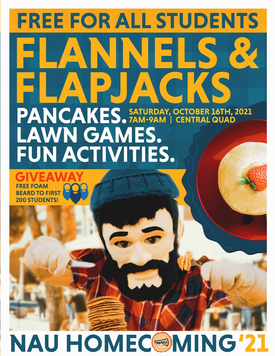 Homecoming Weekend make sure to come out to our Flannels and Flapjacks event before the parade!