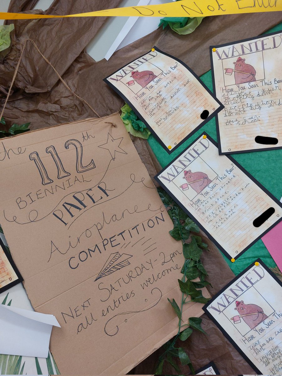 miss_stead's tweet photo. 🪓🐻🚫 So proud of my little Year 1s with their first piece of published writing! They loved creating 'Wanted' posters about the bear before he chopped down all of our trees at forest school! 🌳 @OliverJeffers 🪓🐻🚫 https://t.co/quakuydy6u