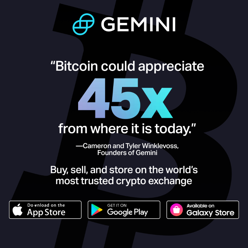 Gemini's tweet photo. Industry-leading security from day one. Install and trade in minutes👇