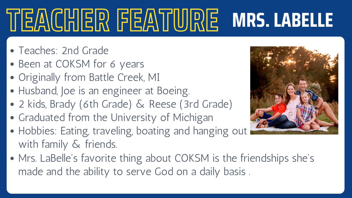 Teacher Feature - Mrs. LaBelle
