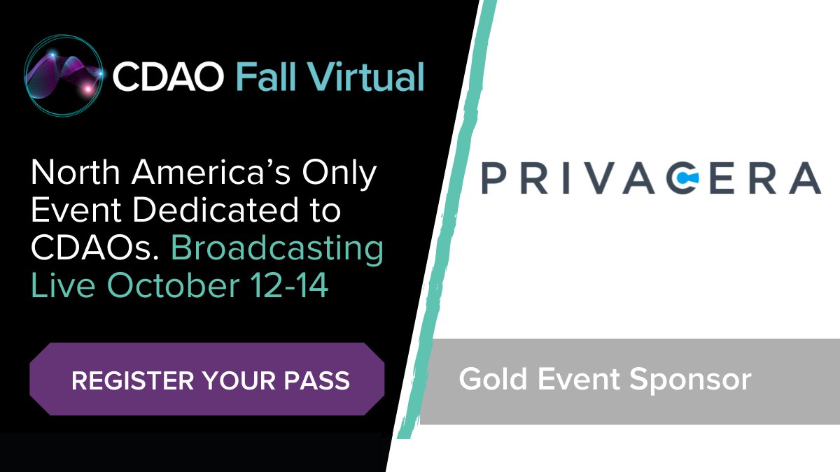 privacera's tweet image. Join us at the Chief Data &amp;amp; Analytics Officers event to hear from Privacera's Vincent Goveas on Why Governed Data Sharing is Critical to your Analytics Initiatives from 2-2:30 pm ET on October 14. Register now: hubs.ly/H0YF4P50 #CDAOFall #datagovernance #CDAOs