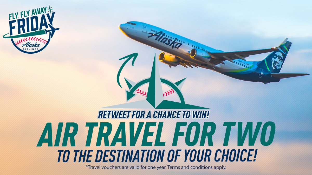 Mariners's tweet image. 🛫 RT TO FLY, FLY AWAY 🛬 

It’s Fly, Fly Away Friday and another chance to snag flight vouchers for two thanks to @AlaskaAir! Just press the retweet button and you’ll be entered for a chance to win. atmlb.com/2VSWBcM