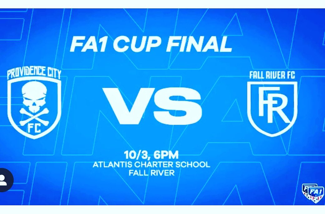 🚨🚨Big Game Alert🚨🚨

<a href="/FA1_Soccer/">FA1 Soccer - New England</a> 🏆 Final

@providencecity_ vs <a href="/FallRiverFC/">Fall River FC</a> 

Sunday, October 3 at 600 PM

at Atlantis Charter School, Fall River, MA

#GoRogues #Providence

🏴‍☠️☠️