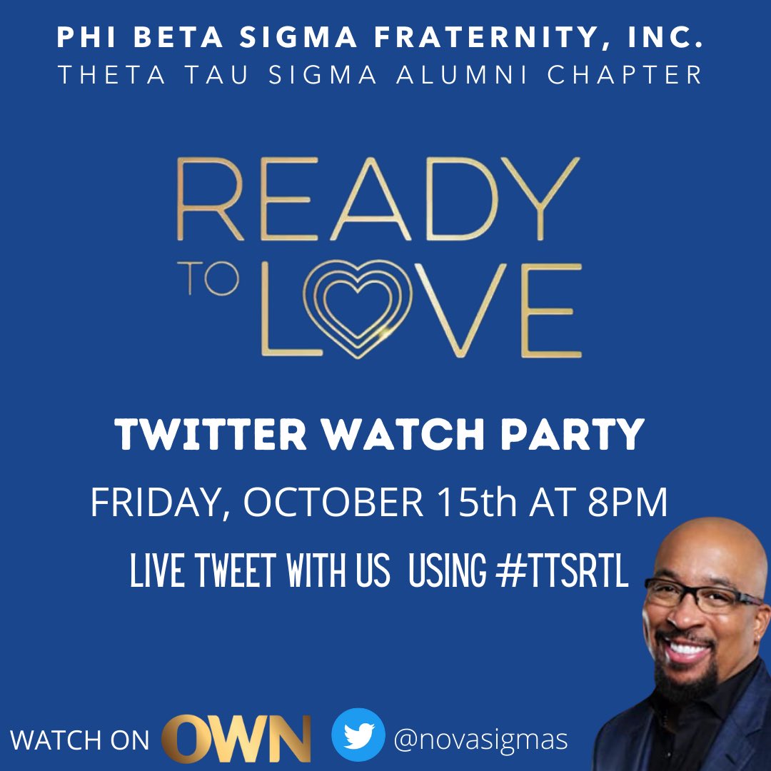 novasigmas's tweet photo. The season of love is upon us and the NoVASigmas are celebrating in a big way. Come live tweet with us as we watch the season premiere of Ready To Love Friday October 15 at 8PM on the OWN Network. Use #TTSRTL and tweet with us all night long.
#VASigmas #NoVASigmas #ReadyToLove https://t.co/7Gr5sok3wt
