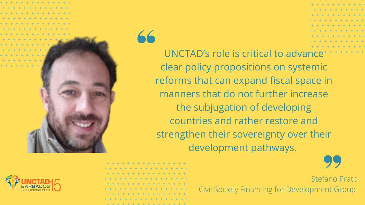 .@stefprato of CSO FfD speaks at @BarbadosUNCTAD CSO Forum highlighting how @UNCTAD assesses, analyzes & exposes shortcomings of current globalization pattern from a development perspective and from view of developing countries structural transformation challenges #UNCTAD