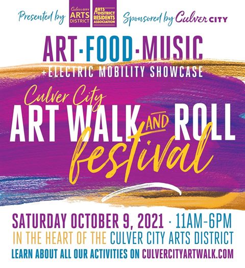 CulverCityGov's tweet photo. The #CulverCity Arts District and Arts District Residents Association are proud to present rockin’ Art Walk &amp; Roll Festival on October 9 from 11-6 PM.  Events will take place throughout the Arts District.

The Festival will feature live music, eclectic food, activities and more! https://t.co/emH8Xp3CpU