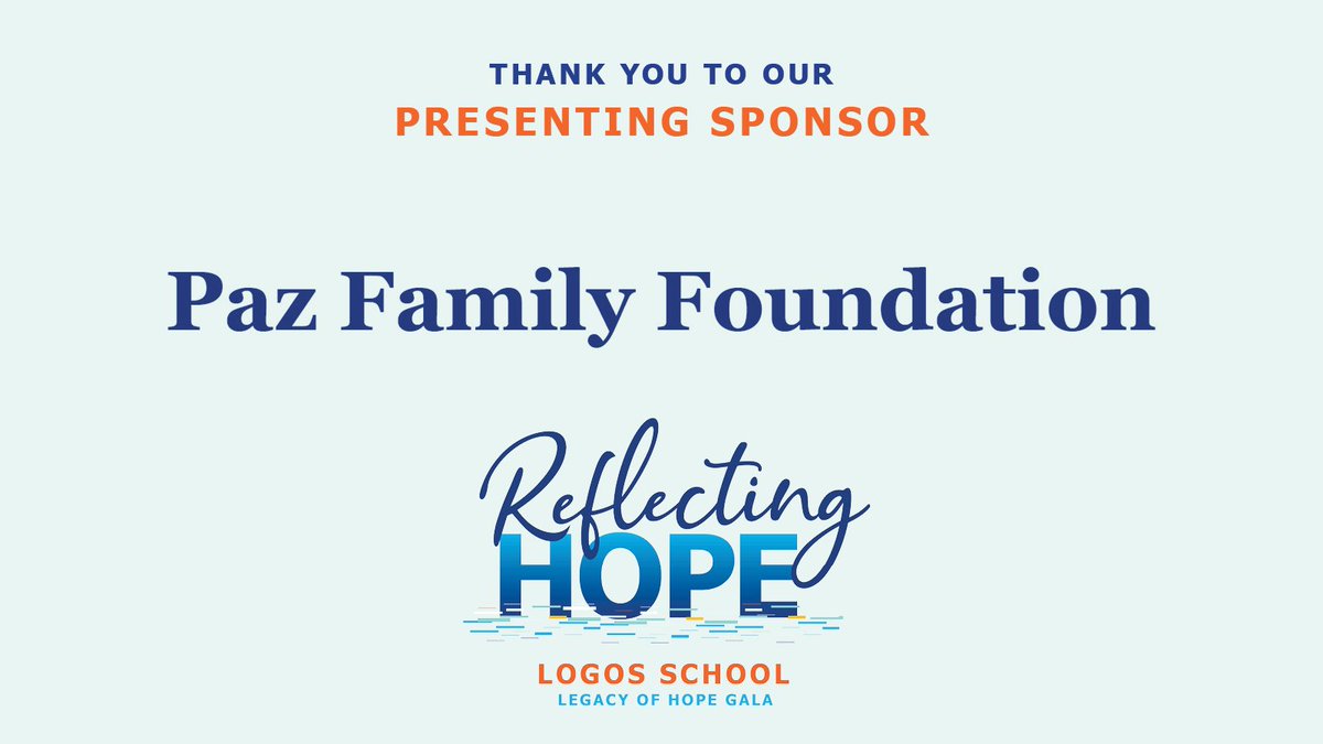 Logos_StLouis's tweet photo. Thank you to our Presenting Sponsor - Paz Family Foundation! Their generosity reflects the hope and belief in every LOGOS student’s ability to overcome their challenges and reach their full potential. https://t.co/8tivfFlp09 #reflectinghope #logos2021gala https://t.co/ceBk7gsuTu