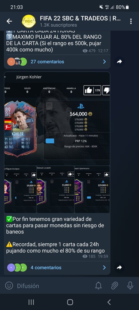 ⚠️NUEVAS CARTAS CON RANGOS DE PRECIOS TOP PARA PASAR MONEDAS

TODA LA INFO EN EL TELEGRAM FIFA 22 SBC &amp; TRADEOS | RUBEN11GC
t.me/ruben11gc