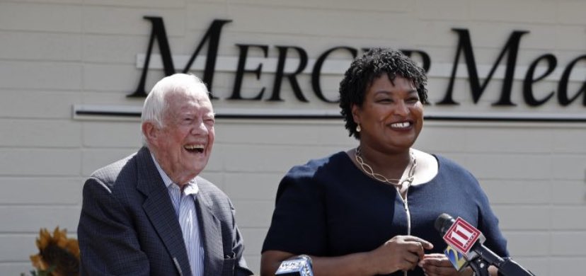 staceyabrams's tweet photo. Today, we celebrate the life of a remarkable leader. Happy 97th birthday to President Jimmy Carter.

📸: AP/John Bazemore https://t.co/jqE2Ym3fCJ