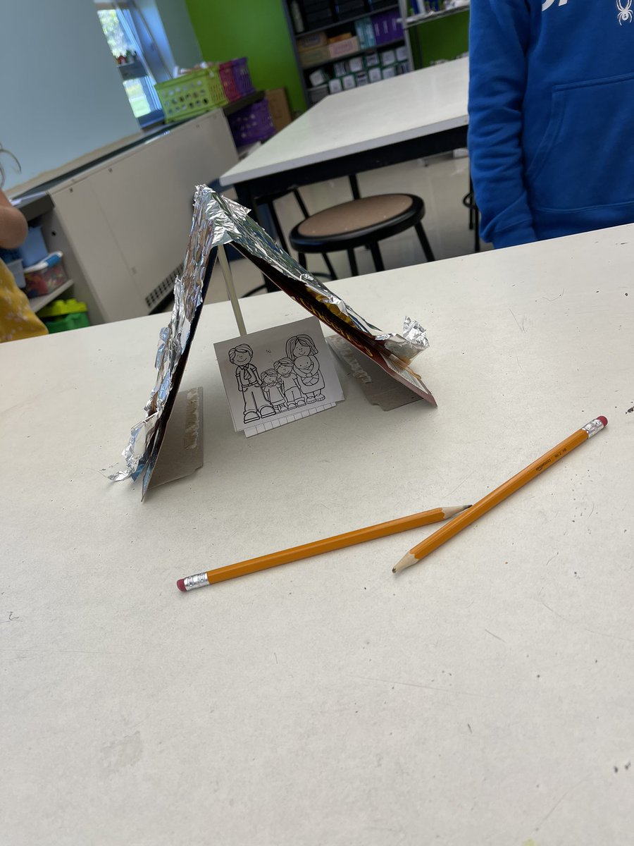 Second graders practiced budgeting while building a shelter to keep a family dry from the rain.  Look at these great models built with a budget of $10! <a href="/CambriaElem/">Cambria Elementary</a> #STEM #WeAreCC