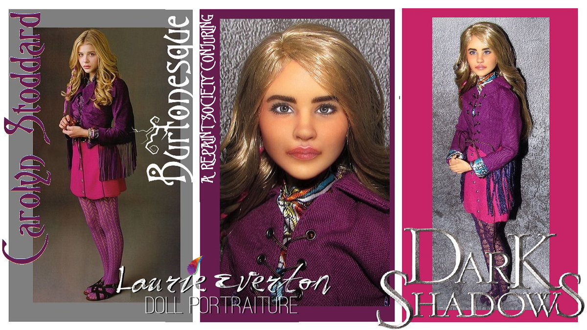 RepaintSociety's tweet photo. "Burtonesque" doll show presents: Carolyn
from movie: Dark Shadows
Created by talented artist @LaurieEverton of Laurie Everton Doll Portraiture
@TimBurtonArt @TimWBurton @TimBurtonDaily
@ChloeGMoretz @TrevorDMoretz
#TimBurton #ChloeGraceMoretz #Barbie #artdoll  #TheBarbieCanvas https://t.co/cZ7eEfJc7a