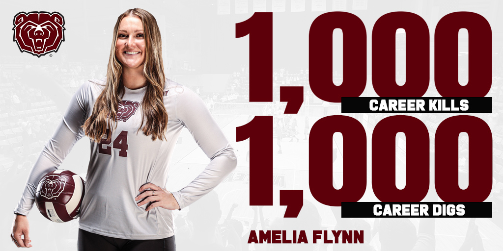 MoStateVB's tweet photo. Welcome to the club, Amelia Flynn!

With her 1,000th career dig, Flynn becomes the 7th player in MSU history with at least 1,000 kills and 1,000 digs! https://t.co/HDFdjwdlBS