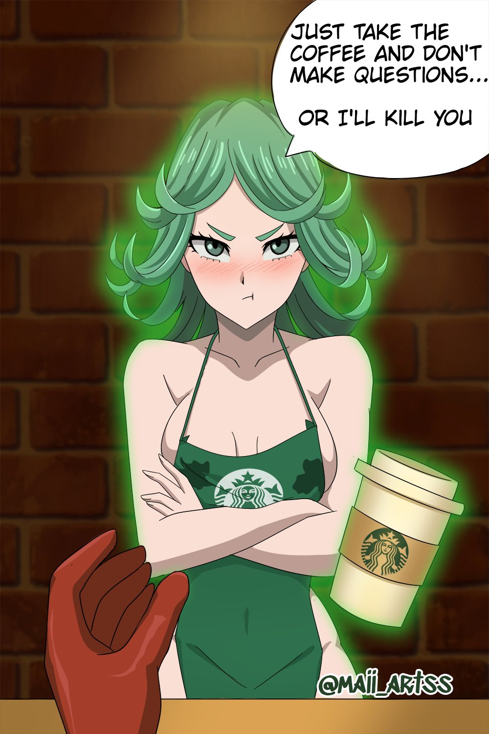 🌸Maii Artss🌸(Comms Open) on X: One Punch Man - Tatsumaki [Fanart] It was  really fun to draw this starbucks memebreast milk >u< I hope you like it  <3 #starbucks #starbucksmeme #breastmilk #anime #
