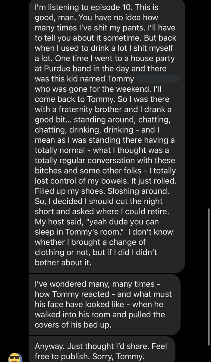 ColeHunterPod's tweet photo. Some inspiring words from a new listener. Send more shit/shart stories and maybe we’ll come back from vacation. https://t.co/MsHHOvLeGy