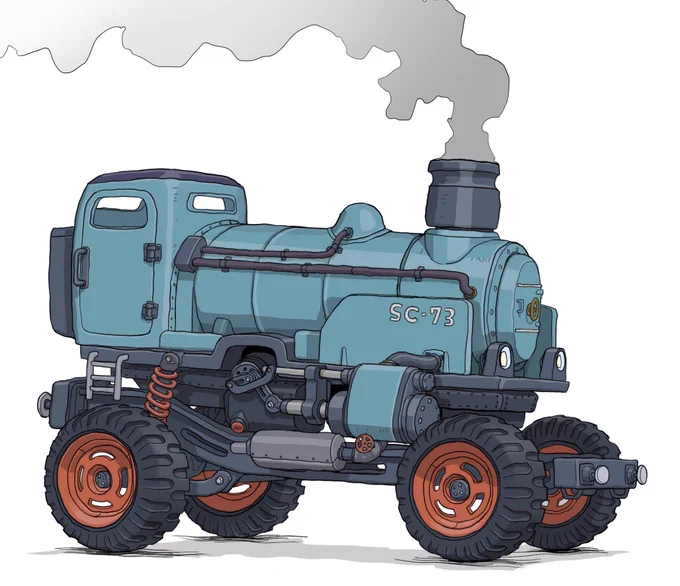 #メカ #イラスト #illustration 
オフロード蒸気機関車 