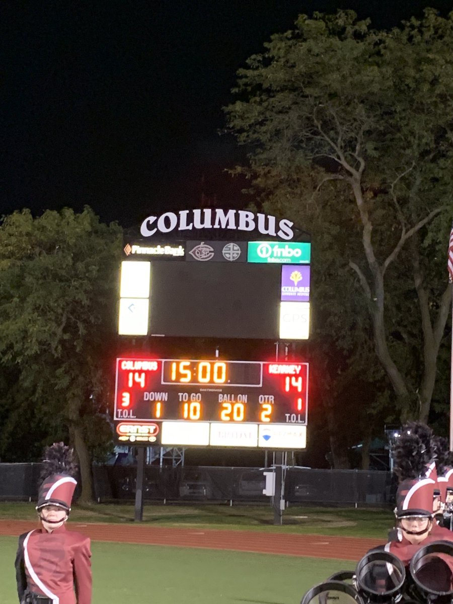 tkwapnioski's tweet photo. At the half the ⁦@DiscovererWay⁩ ⁦@DiscovererFB⁩ tied with ⁦@KearneyHigh⁩ ⁦@ryanhogue24⁩ at 14-14.  #SecondHalfTeam #SailsOut #AnchorUp ⁦@CTelegramSports⁩ ⁦@nsaaevents⁩ #nebpreps https://t.co/1wGe4s2YTk
