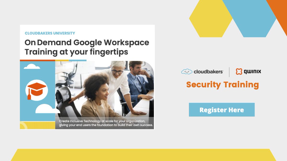 66degreestech's tweet photo. Our team is offering a free, on-demand Google Workspace security training this month. Check it out and register today. #becybersmart #cloudbakers #qwinix https://t.co/P0umdT2TvR https://t.co/cvi8KZJMvJ