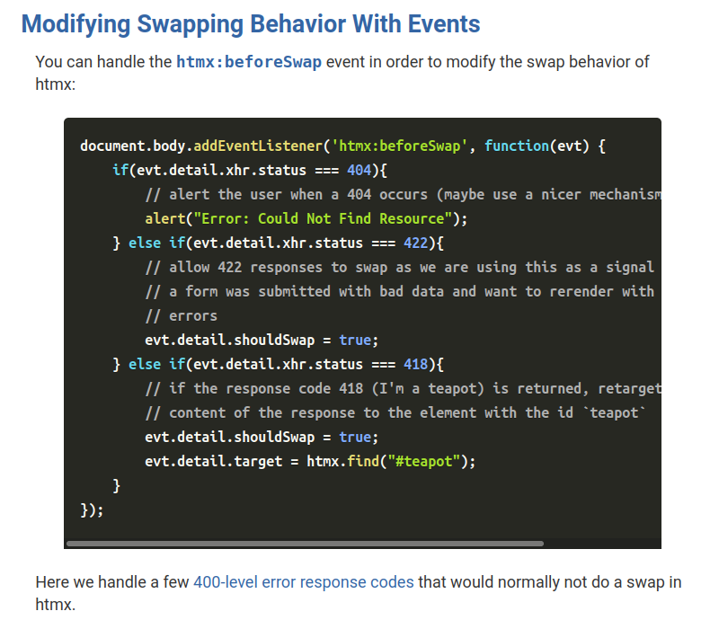 happy to announce htmx v1.6.0

htmx.org/posts/2021-10-…

* much better <script> support
* `unset` to clear inherited properties
* the `htmx:beforeSwap` event allows fine grain control over response handling
* the `htmx-added` class allows more CSS transition techniques

Enjoy!

🍻