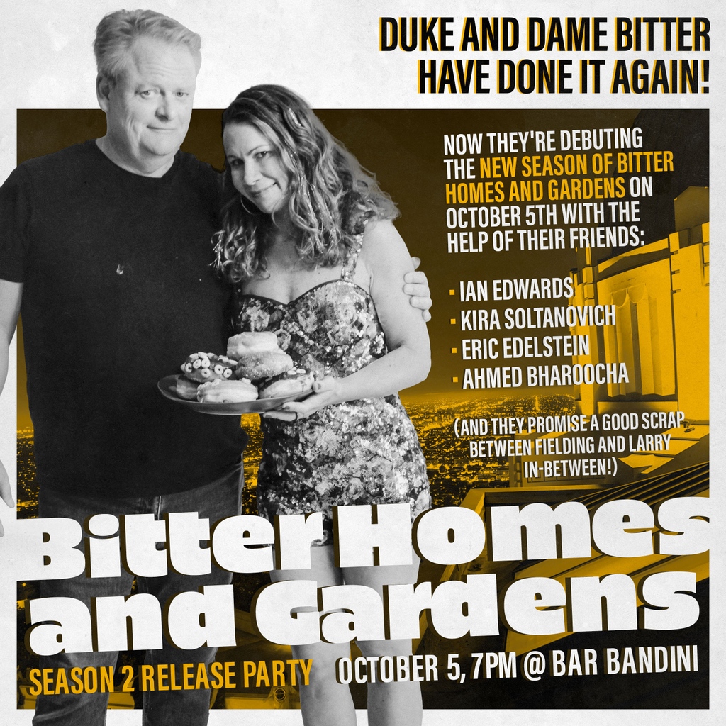 If you’re in #LA, celebrate #BitterHomes season 2 with a gloves off brawl from @fieldingedlow and @larryclarke_; and live stand-up comedy from @ianedwardscomic <a href="/kiracomedy/">Kira Soltanovich</a> @ericjedelstein and @ahmedbharoocha. Tues, Oct 5 at <a href="/barbandini/">Bar Bandini</a>. 

Register here: bit.ly/BHGParty
