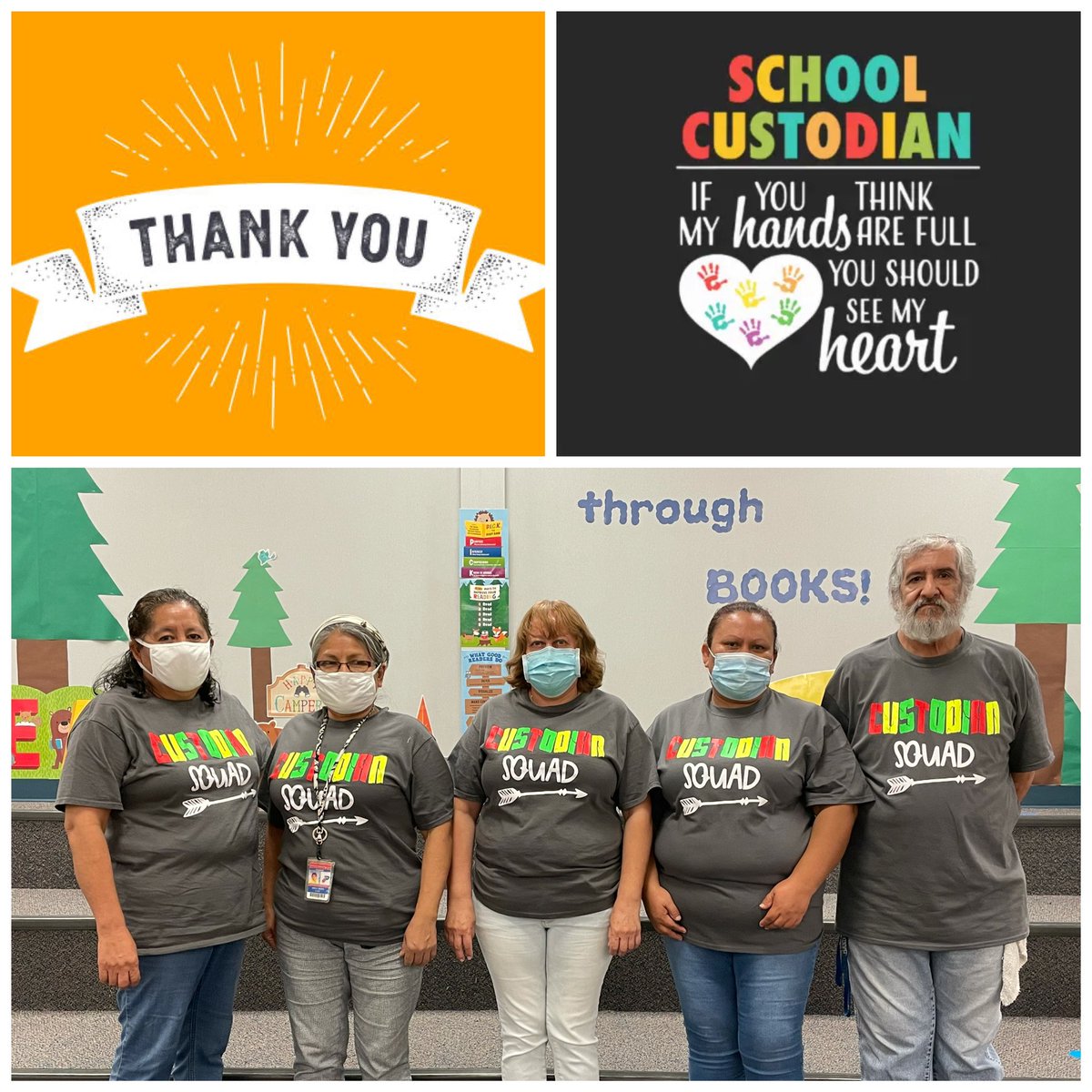 LauraBush_Elem's tweet photo. THANK YOU to this amazing crew of custodians that keep our campus sparkling clean! π
We β€οΈ and appreciate you! #NationalCustodianDay #BushBears @PasadenaISD_TX https://t.co/5fpv5g80d6