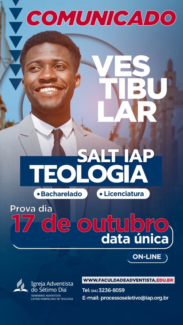 Não perca a oportunidade! 
Sua chance de fazer teologia está aqui: faculdadeadventista.edu.br/arquivos/edita…