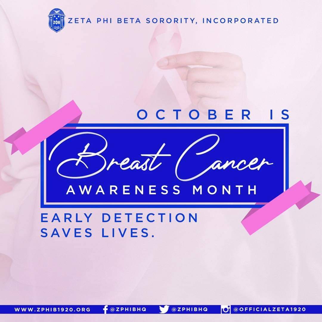 PiZetaZeta's tweet photo. October is Breast Cancer Awareness Month - Early detection saves live 

#zetaphibeta #zphib1920 #PiZetaZeta https://t.co/cMN2Ucidly