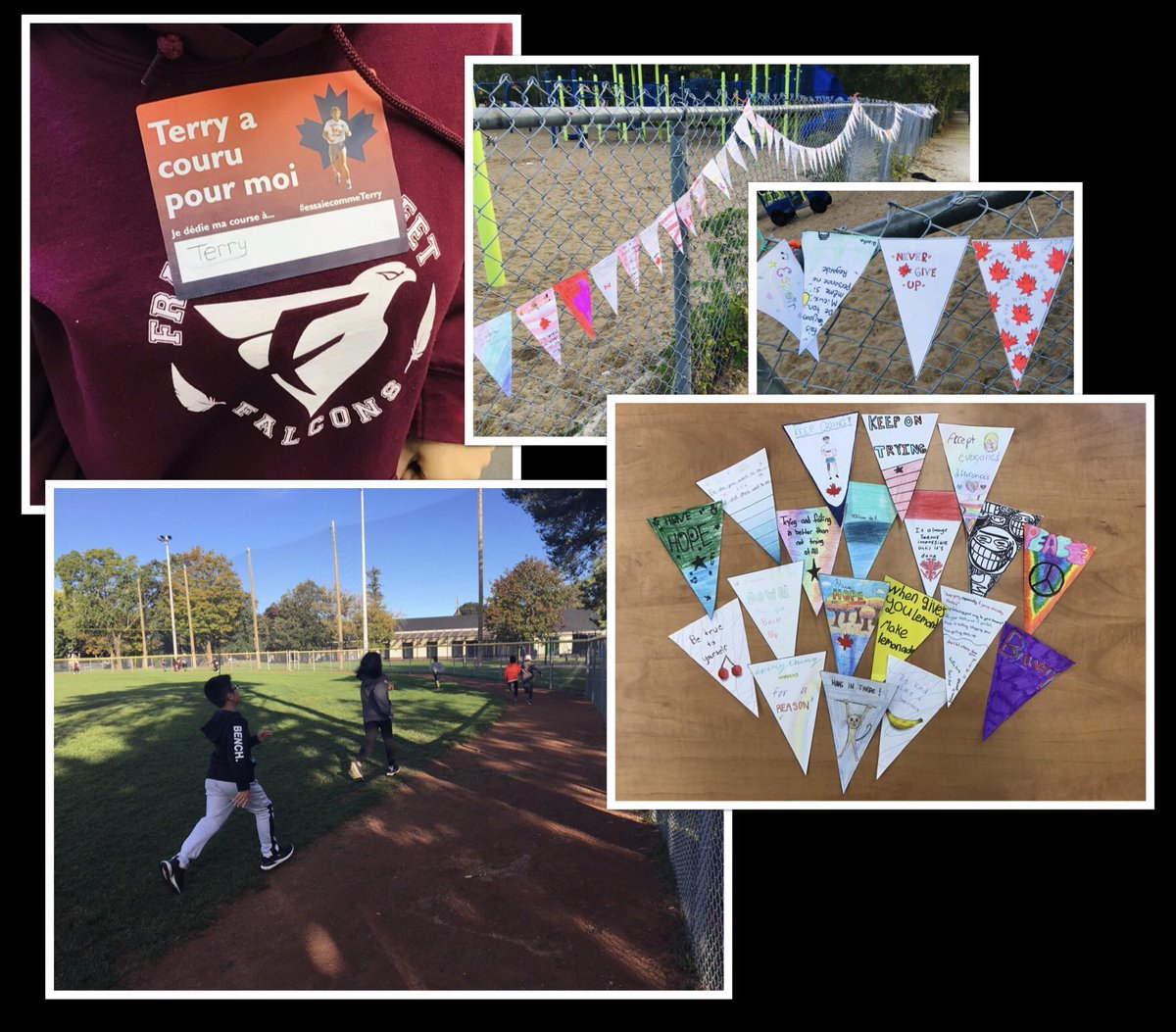 Our students came together this year to create a school pennant banner for our Terry Fox Run. Even if we couldn’t run together, we could be together. It turned out beautiful! We have more than doubled our fundraising goal this year. Thank you to everyone who  participated!❤️