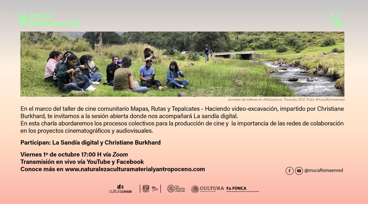 En el marco del taller de cine comunitario Mapas, Rutas y Tepalcates - Haciendo video-excavación, impartido por Christiane Burkhard, te invitamos a una conversación con <a href="/LaSandiaDigital/">La Sandía Digital 💜 🏳️‍⚧️ 🇲🇽🇵🇸</a> 

Hoy 5 pm #Hiketeia La Sandía Digital