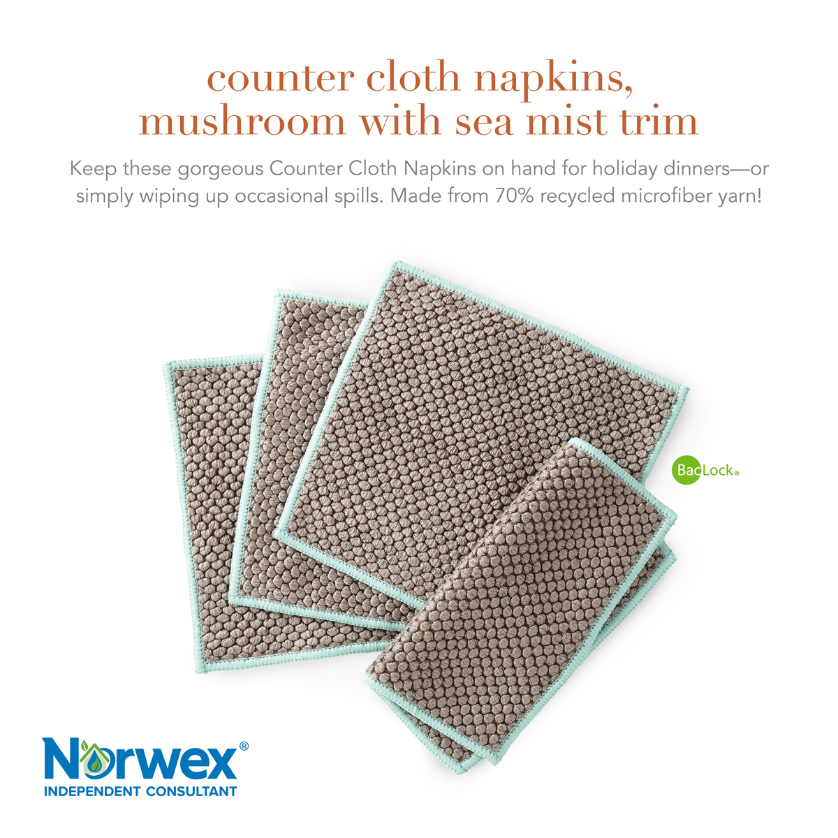 Norwex Counter Cloths Mushroom
