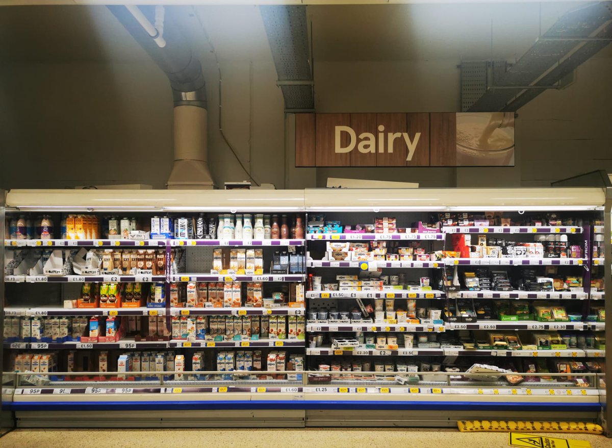 City centre Tesco in Liverpool tonight. The dairy section was completely occupied by vegan products. A taste of things to come .