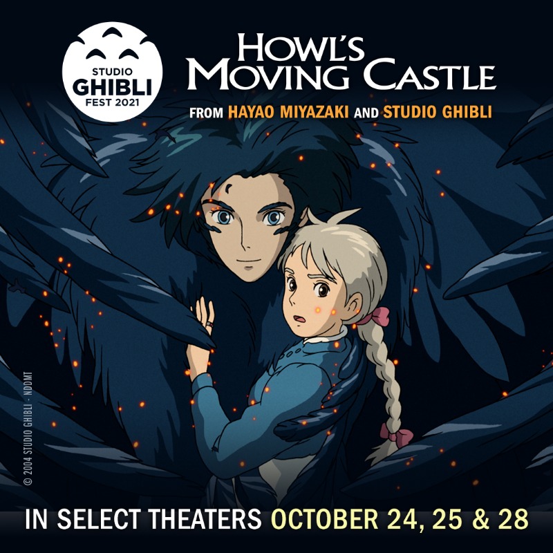 GhibliUSA's tweet photo. See your favorite Studio Ghibli films in theaters! 

GhibliFest 2021 kicks off this month with screenings of SPIRITED AWAY and HOWL'S MOVING CASTLE.