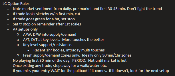 scalperryan's tweet photo. I've been working hard the past 3 weeks at this LC option game. Unlike SC commons, I feel they require a much more stringent set of rules. This is what I've come up w that I think is simple enough to adhere to, yet clear enough to set appropriate boundaries. 
Time will tell. https://t.co/fkDWG5n2Vv