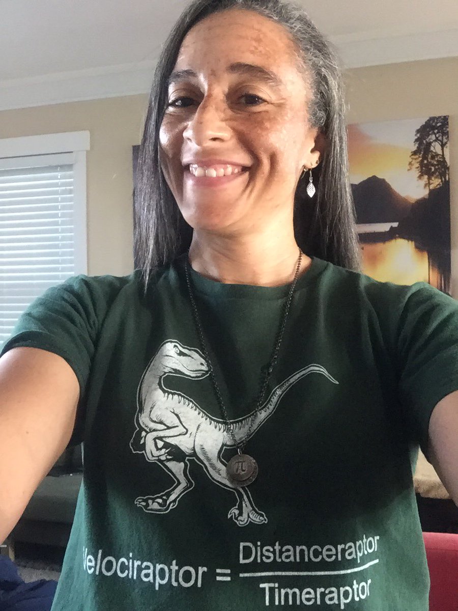 hollyastuart's tweet image. Wore my velociraptor = distanceraptor➗timeraptor T-shirt today to introduce position time graphs, slope, and the speed (velocity) equation. S response - “Guys, she went Ms. Frizzle on us with that shirt!” 🤣

#stuartscience #tlap #RevoltLAP #expeditionscience #teachbetter