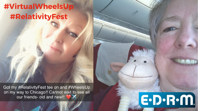 edrm's tweet photo. We are so excited for #EDRM's Trusted Partner @RelativityHQ's highly anticipated #RelativityFest- starting Monday 10/4. Sharing @mackmary and @KayleeWalstad's last in person #WheelsUp headed to Chicago for Fest! Let's share our #VirtualWheelsUp as we get ready for Fest. https://t.co/X9hCdO8Ceb