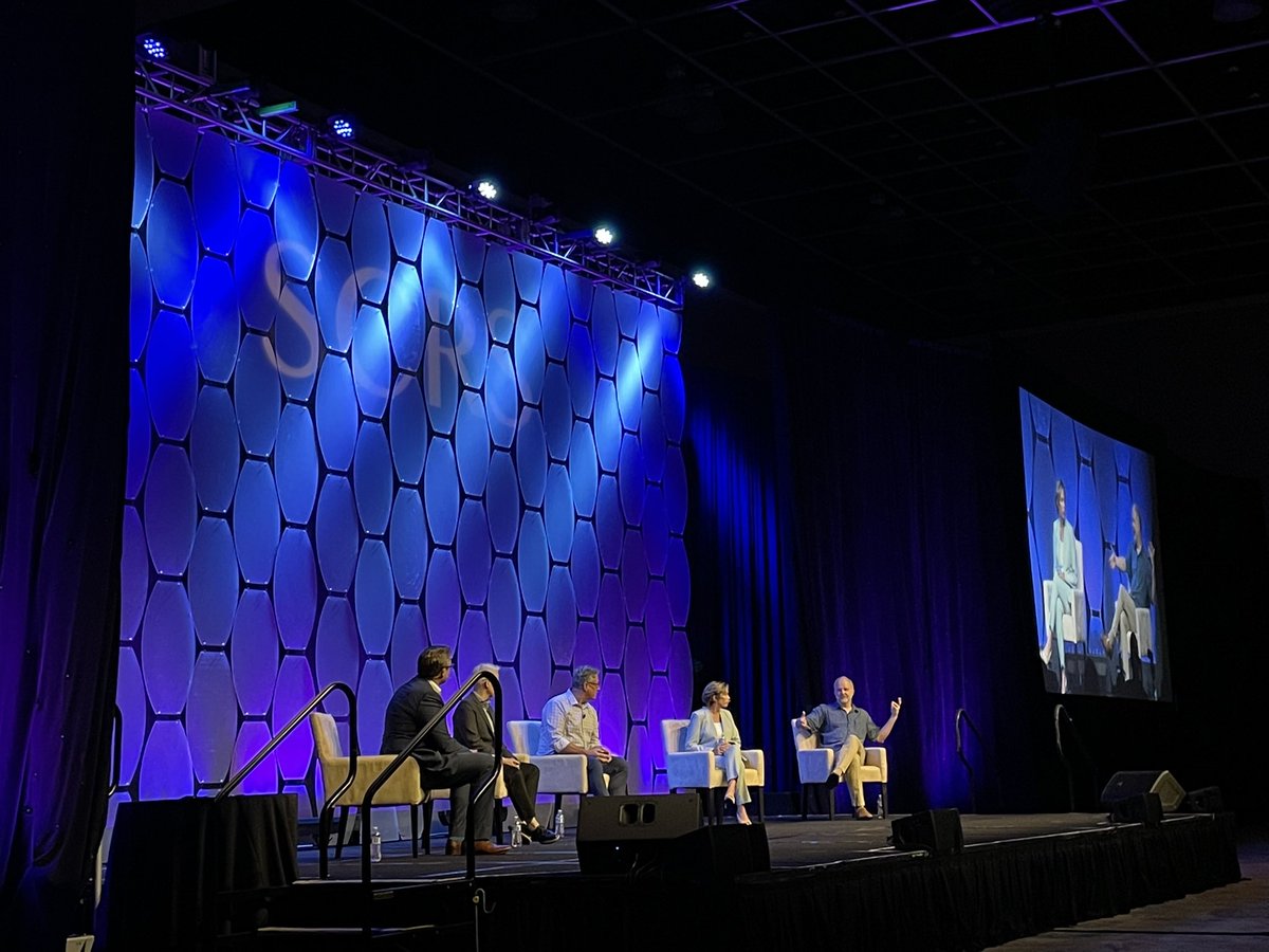 GreatLakesCT's tweet photo. Opening panel discussion time at @MySCRS with @SyneosHealth @JanssenGlobal @HCAhealthcare and our prez and founder - let the collaboration and conversations begin! #scrs2021 #courage #vision https://t.co/qnk00ALepk