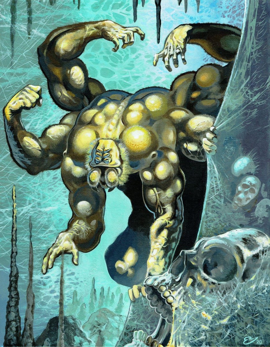 CrazyEricArt's tweet photo. Man-Spider painting from a year back. Timing consuming as heck, but fun as always.
#HorrorArt #ghoul #creature #monster #grotesque #horror #macab #painting #color #acrylicpainting #illustration #muscles #skull #Halloweenart #Halloween https://t.co/7ERygxZ0XK