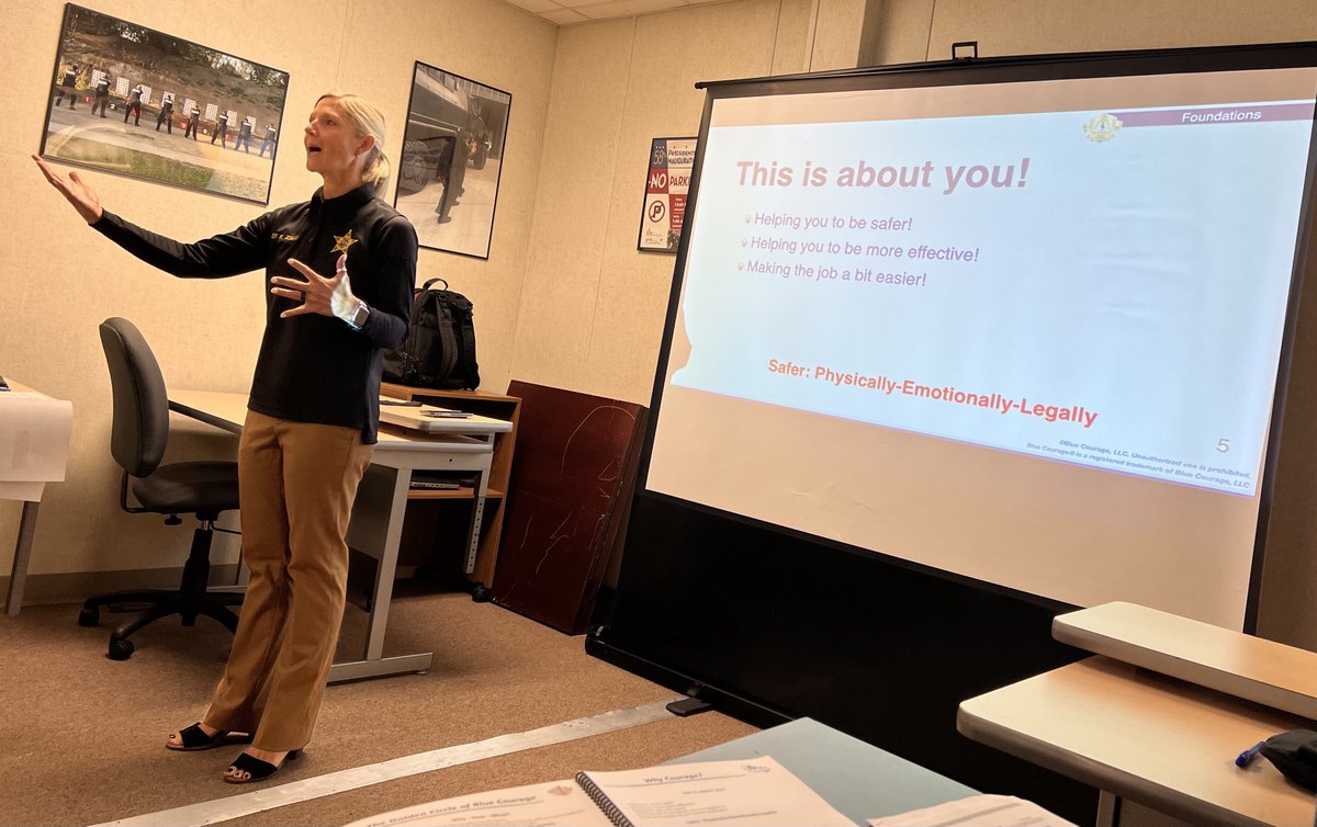 bluecourage's tweet photo. Kristen and Michael today at the Florida International University Police Department facilitating the 1-day Introduction to Blue Courage! #bluecourage #FIUPD #LEleadershipdevelopment https://t.co/AMDvH0qFlF