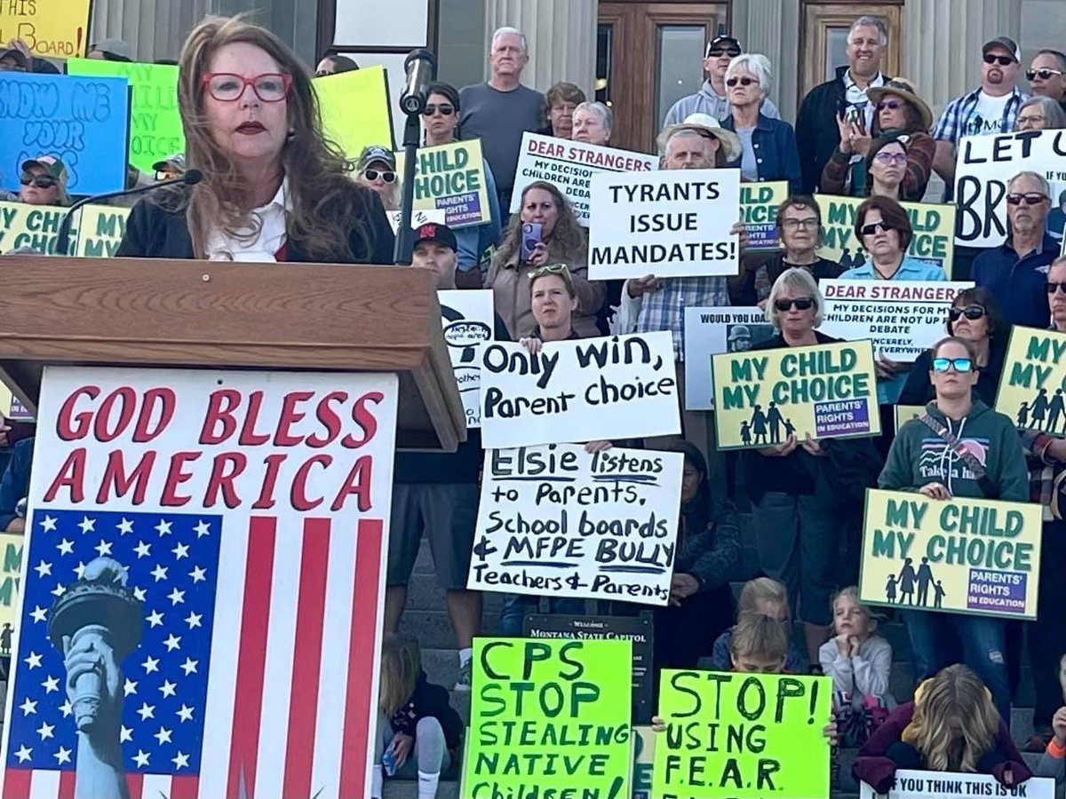 TomJoadMT's tweet photo. The star of the pro-covid rally. @SuptArntzen #mtnews #mtpol https://t.co/gcP76iqsUu