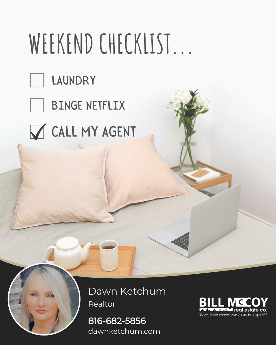 DKetchumRealtor's tweet photo. Always an honor to be on your weekend checklist! New homes are coming onto the market daily so let's go house hunting!

#WeekendPlans #Realtor #Checklist #HouseHunting #MakeAMove #Laundry #Netflix #RealtorLife #HomeSearch #Market https://t.co/hw5YbuPxLn