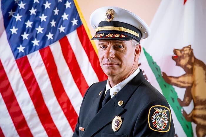 SacFirePIO's tweet photo. Today marks the third year anniversary for Fire Chief Gary Loesch. Please join us in congratulating him on his third year anniversary with the Sacramento Fire Department. https://t.co/ewqutaIiIS