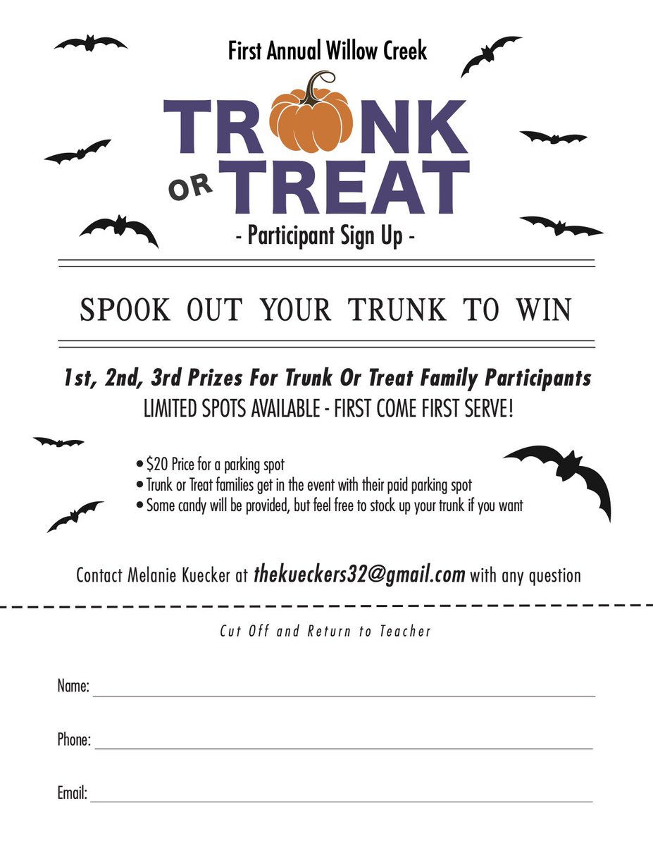 Trunk or Treat details! #willowcreek68pto #trunkortreat