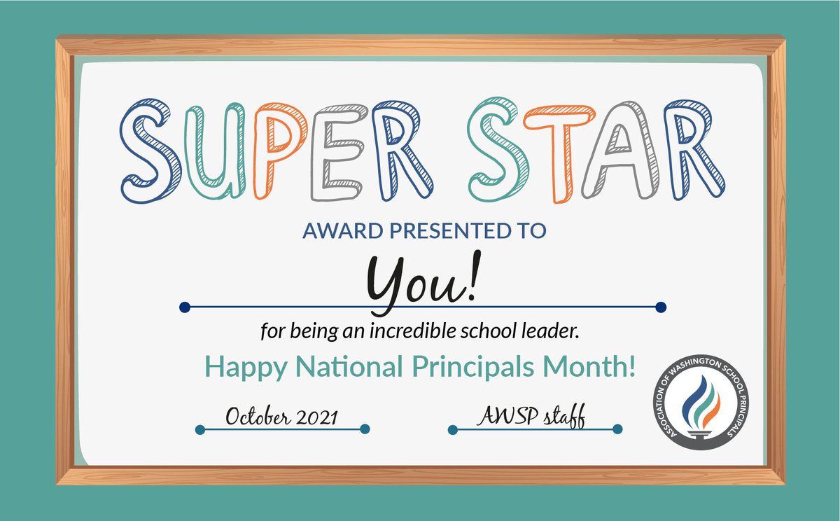AWSP_Principals's tweet photo. It is National Principals Month, even if you haven't felt the love lately. Your leadership in the face of adversity this year is not unseen and has been truly inspirational. From all of us at AWSP to all of you, thank you. #ThankAPrincipal #WAedu @NASSP @NAESP @waOSPI https://t.co/QOG6HwbS8U