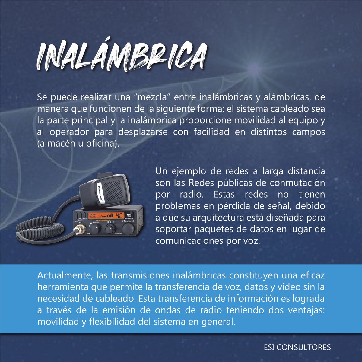 omar_ram101's tweet photo. En la comunicación inalámbrica, la comunicación no se encuentra unida por un medio de propagación físico, sino que utiliza la modulación de ondas electromagnéticas a través del espacio.

Los dispositivos físicos sólo están presentes en los emisores y receptores de la señal. https://t.co/sogenpWd3a