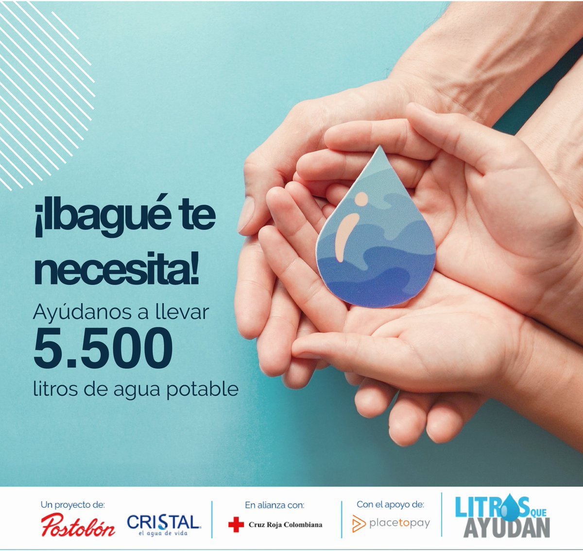 Ibague, Tolima necesita de tu solidaridad. Debido a las fuertes lluvias, 948 personas se han visto afectadas y queremos apoyarlos llevando 5.500 litros de agua potable, para atender esta emergencia. ¡únete! y dona en litrosqueayudan.com #LitrosQueAyudan