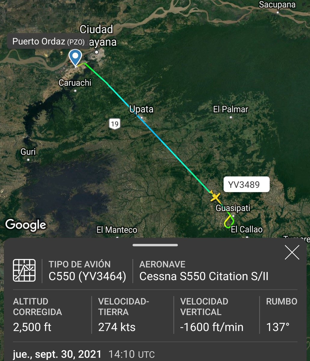 Arr3ch0's tweet photo. #YV3464 código de llamada YV-3489 de Tumeremo pa' Caracas. Muy activo en la zona del #OroDeSangre y el aeropuerto de Puerto Ordaz que sigue cerrado para vuelos comerciales. https://t.co/K58btuHtZN