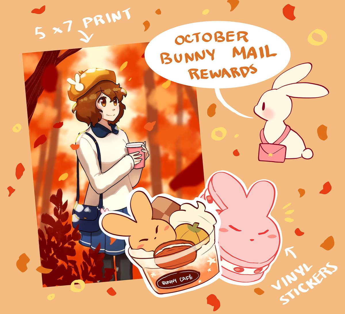 October Ko-Fi rewards! Join the bunny mail club before end of the month! I'll be working on something for new rewards as well :) 