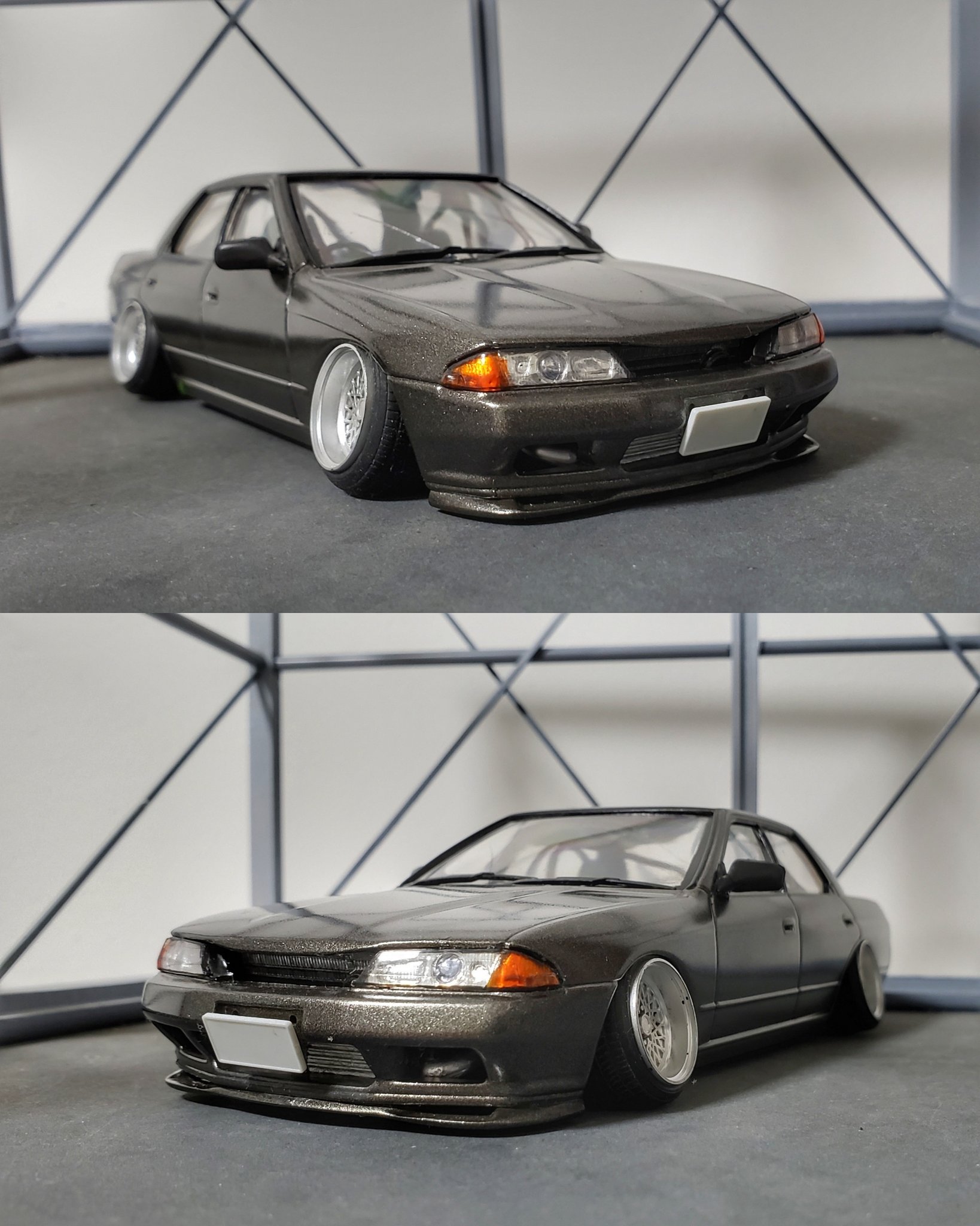彬彦 R32 ｽｶｲﾗｲﾝ 4ﾄﾞｱ ﾎﾞﾝﾈｯﾄ 足回り ｲﾝﾀｰｸｰﾗｰ ﾏﾌﾗｰ ﾘｯﾌﾟなど加工 ﾎｲｰﾙのﾃﾞｶｰﾙが行方不明に 内装はﾛｰﾙﾊﾞｰと小物を追加 いつの間にかにﾌﾛﾝﾄｶﾞﾗｽに亀裂が R32 スカイライン プラモデル アオシマ ドリ車 ドリフト T Co 3etabvuwc6