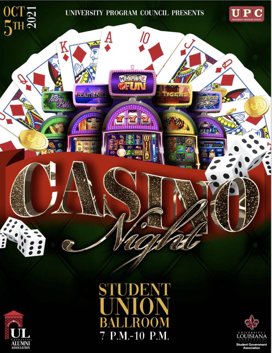 Life is a gamble, so roll the dice🎲
This Tuesday we’re bringing Sin City to Lafayette! Come hang out with UPC as we host a Casino Night! There will be casino games, a chance to win a $500 scholarship, and raffle prizes! Bring your friends and come hit the jackpot!🎰🪙