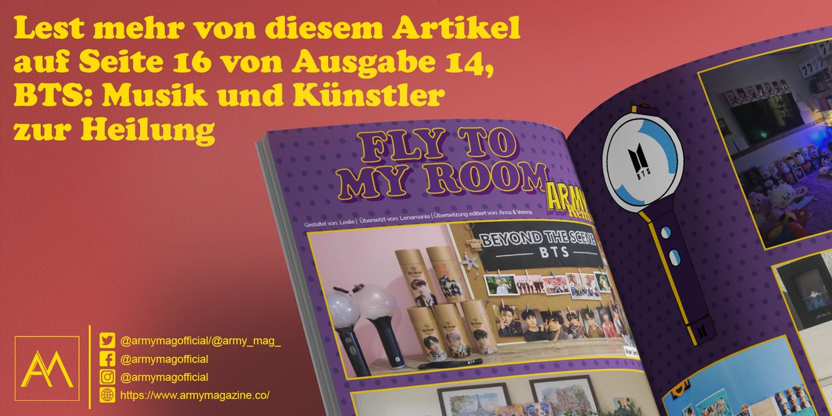 ARMYMAGofficial's tweet photo. FLY TO MY ROOM (ARMY REMIX)
@BTS_twt inspirieren uns weiterhin auf mehr als nur eine Weise!🛩
Lasst uns durch unsere Räume um die Welt reisen, #BTSARMY!
Werft einen Blick in #AM_Ausgabe14, um mehr zu erfahren!👇
🔗 https://t.co/IkfjY5Bnhn
#방탄소년단
#ARMYGermany
#ARMYMagGER https://t.co/jhM6EYF8Eq
